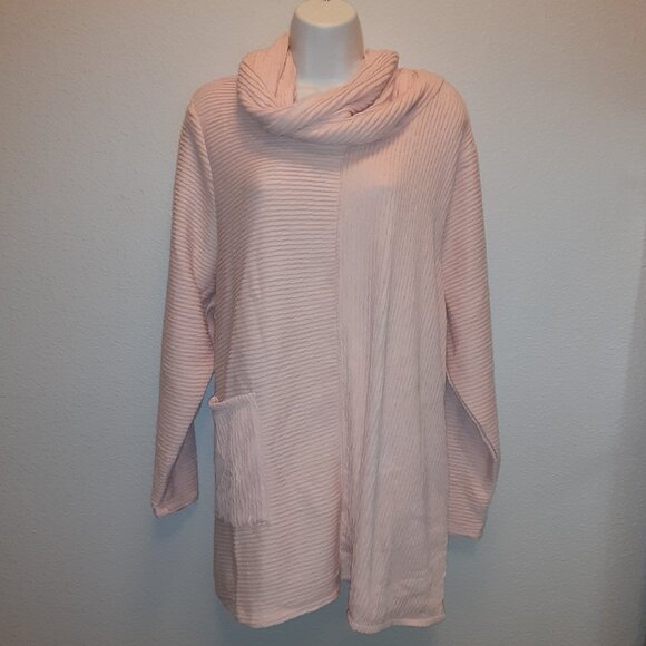POCKET! XXL Pink Peach Light Cowl Sweater w/Pocket * Super Soft & Stretchy * NWT - Picture 1 of 8